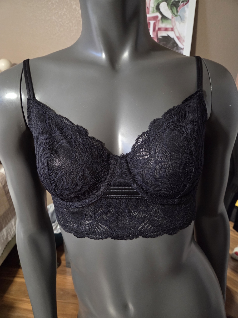 Cosabella Black Lace Longline Bralette with Underwire
